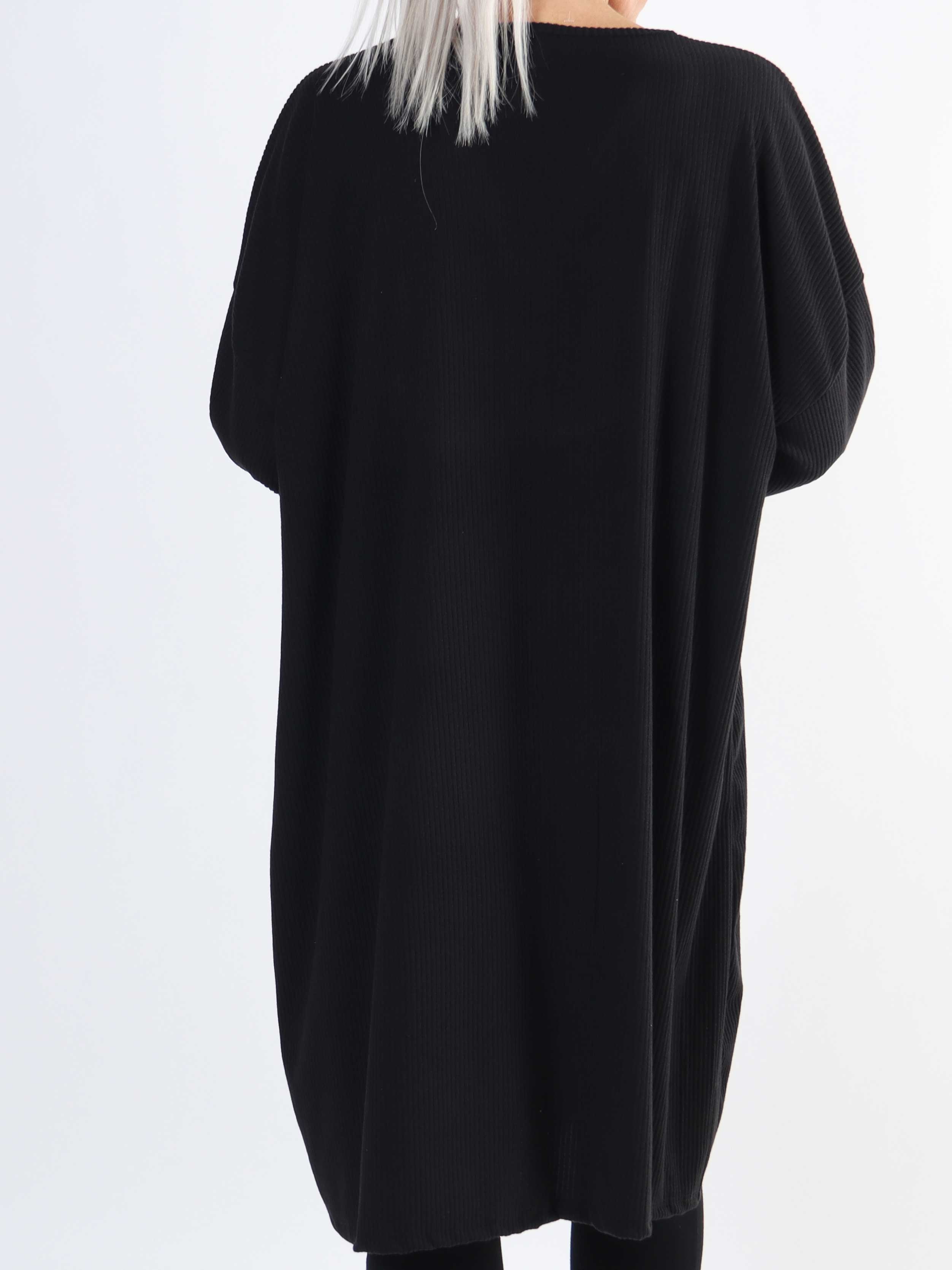 Liana - Blød plus size kjole i rib med lynlås